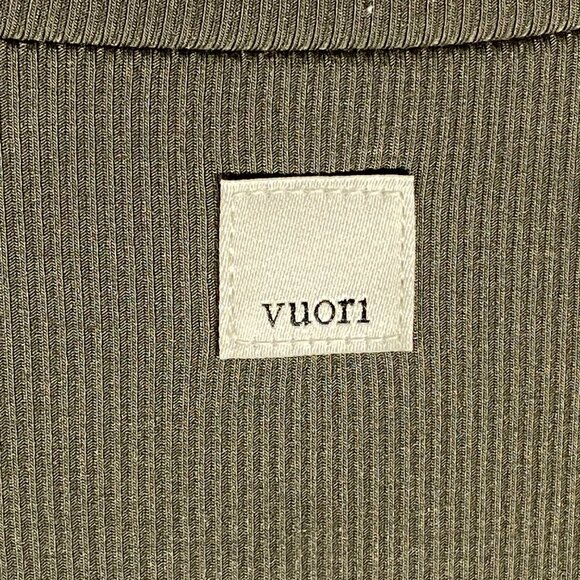 Vuori Pose Sands Ribbed stretch Sleeveless Midi Dress Oregano Olive active athle - Picture 5 of 11